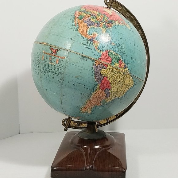Vintage 1950s REPLOGLE 10 Inch Earth Reference Globe On Stand #1342 - Picture 3 of 16